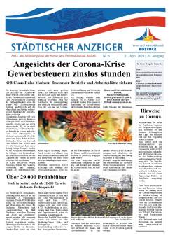 Titelseite Ausgabe Nr. 6/2020 des Rostocker Amts- und Mitteilungsblatts "Städtischer Anzeiger"