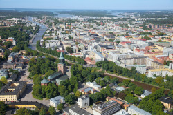 Turku from air above the Cathedral