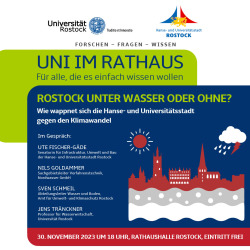 Plakat Uni im Rathaus: Rostock unter Wasser oder ohne?