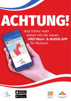 Plakat "ACHTUNG!" HRO! Warn- & Notfall-App