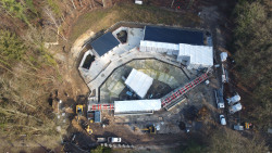 Baustelle der Robbenanlage aus der Vogelperspektive Baustelle der Robbenanlage aus der Vogelperspektive