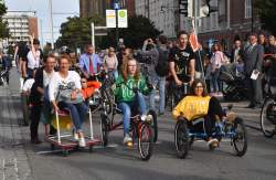 Fahrrad-Verkehr in der Langen Straße während des Klimaaktionstages 2018.