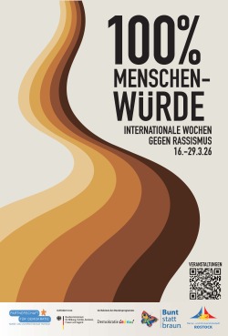 Plakat „100 % Menschenwürde. Zusammen gegen Rassismus und Rechtsextremismus“