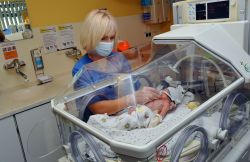 Cornelia Nicolai versorgt ein Frühchen. Seit elf Jahren gehört die Kinderkrankenschwester zum Team der Klinik für Neonatologie.