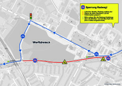 Umleitungsplan Radverkehr Werftdreieck (ab 27.04.2026)
