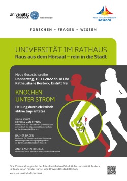 Plakat Knochen unter Strom – Universität im Rathaus am 10. November 2022, 18 Uhr