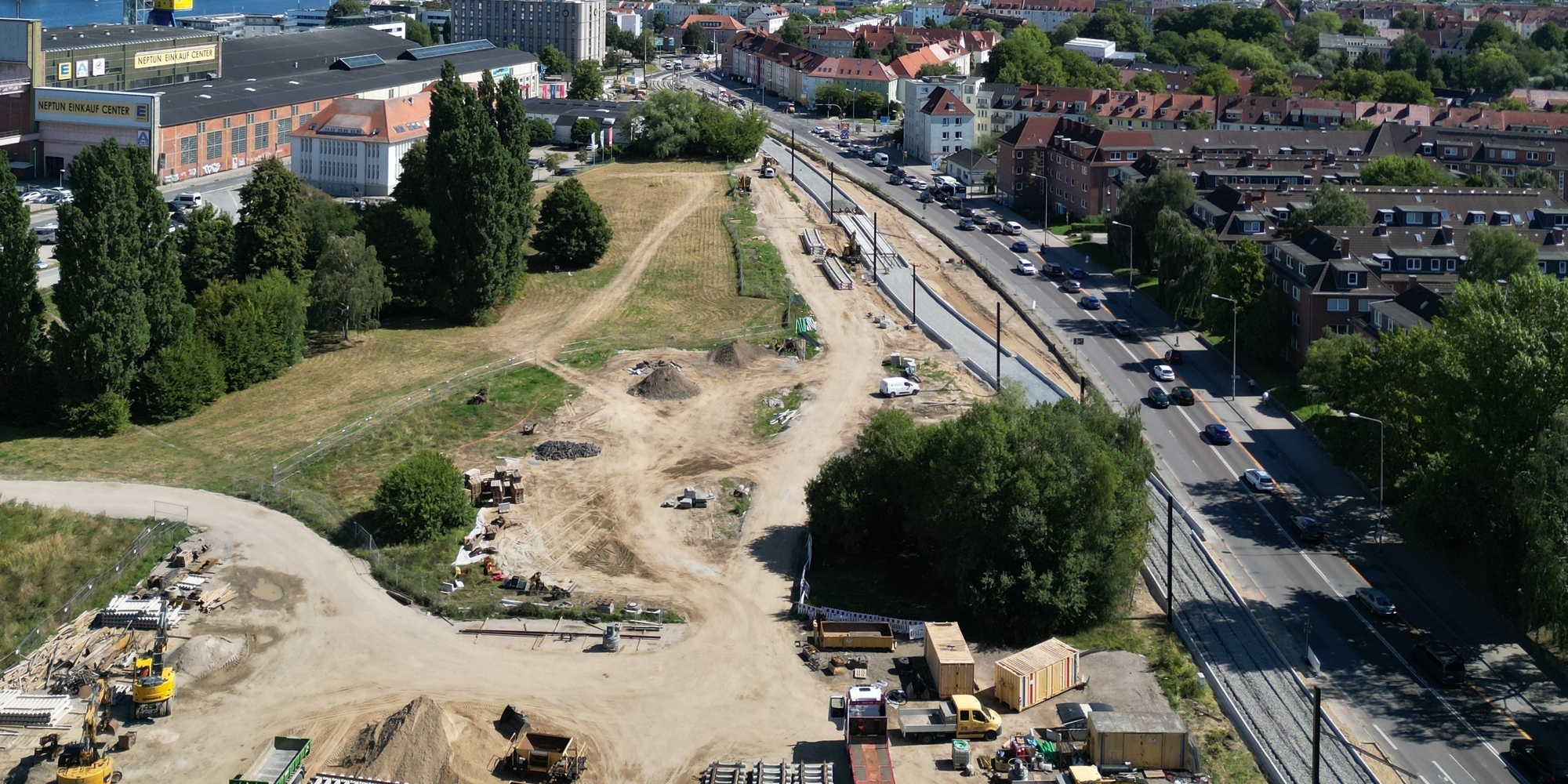 Baustelle am Werftdreieck (Bauzustand am 25. August 2026, Luftbild) | Foto: Josefine Rosse